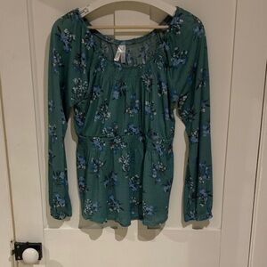 Elegant Floral Green Blouse